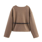 Veste courte femme ceinture décolleté V taille marquée - Irina