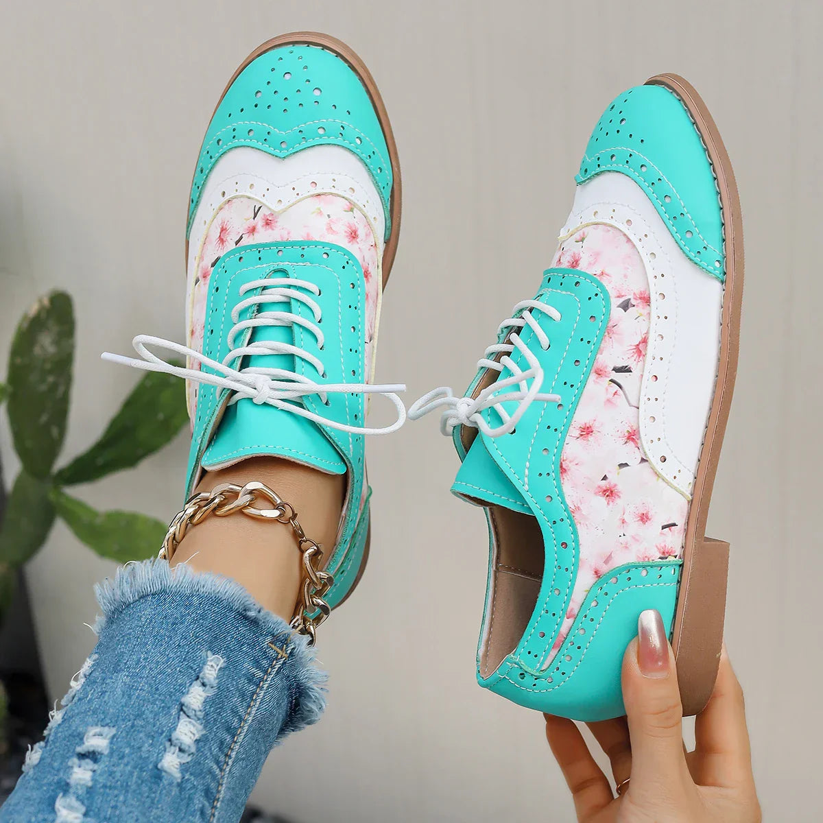 Chaussures oxford femme multicolores tons métalliques finition brillante - Aurora