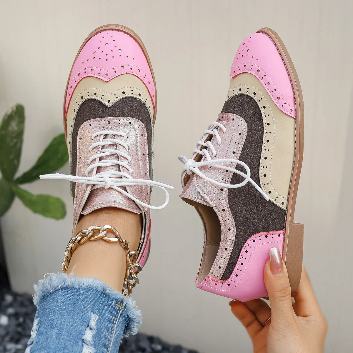 Chaussures oxford femme multicolores tons métalliques finition brillante - Aurora