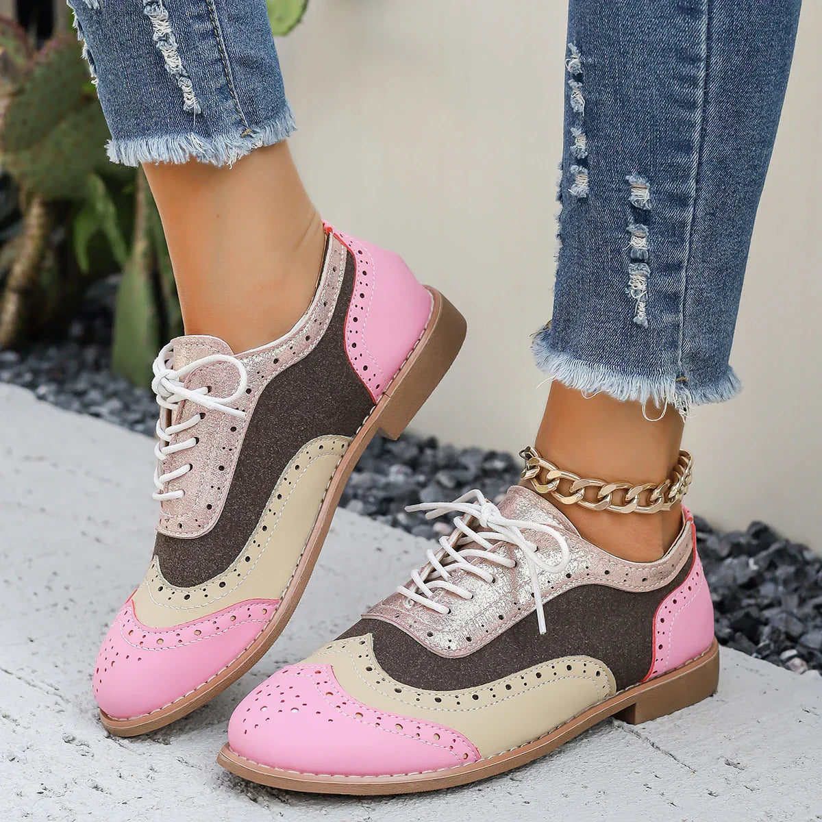 Chaussures oxford femme multicolores tons métalliques finition brillante - Aurora