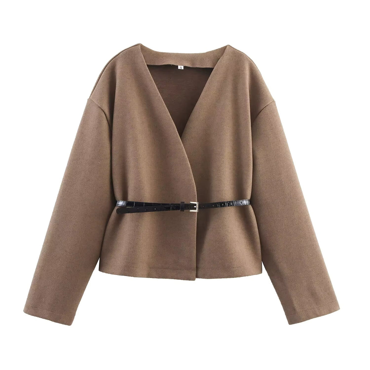Veste courte femme ceinture décolleté V taille marquée - Irina