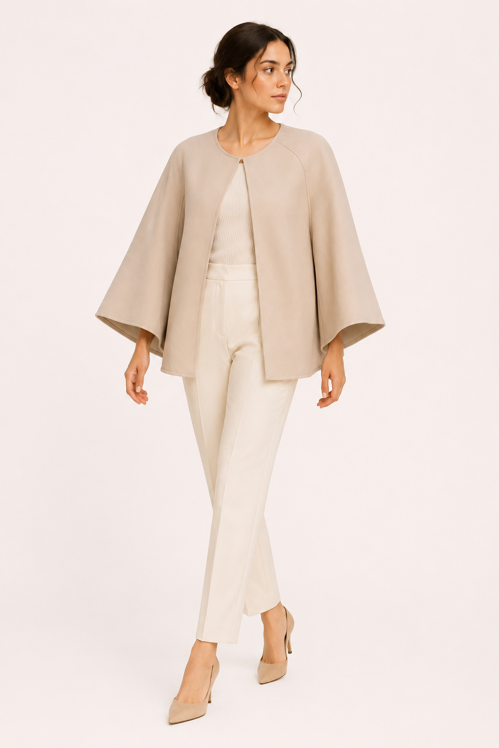 Manteau cape court femme devant ouvert manches larges - Tiffany