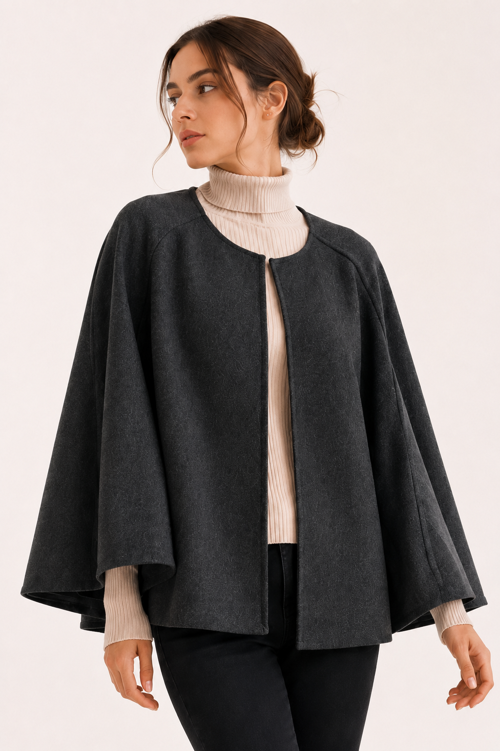Manteau cape court femme devant ouvert manches larges - Tiffany