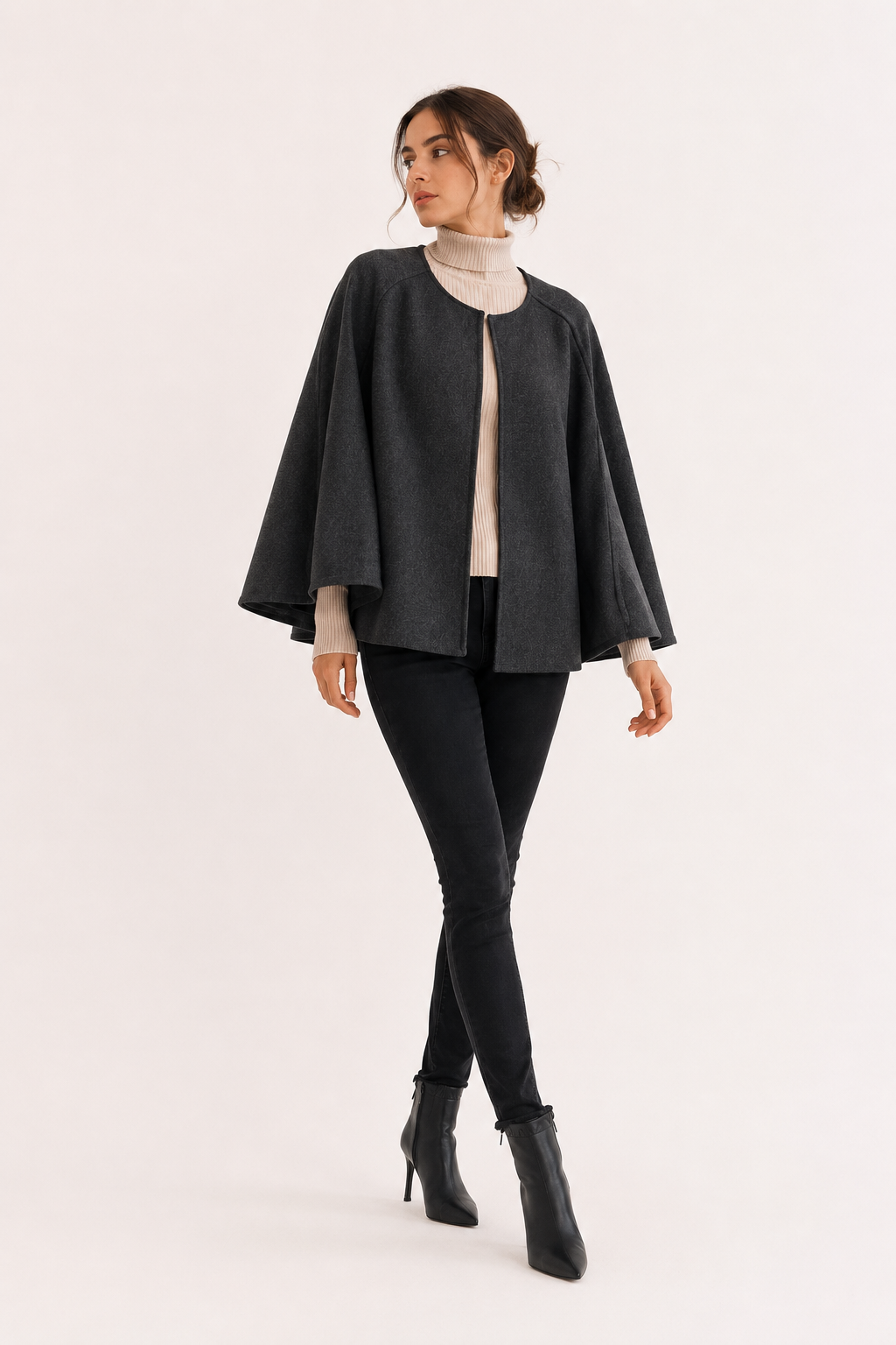 Manteau cape court femme devant ouvert manches larges - Tiffany