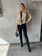 Manteau court femme revers coupe oversize automne hiver - Annika