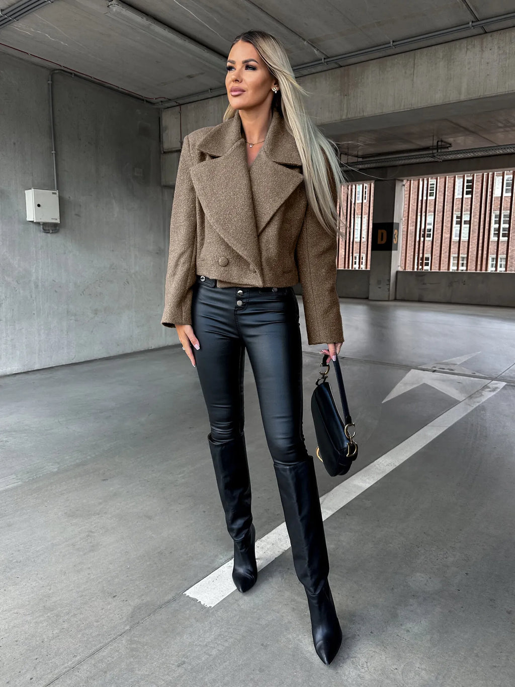 Manteau court femme revers coupe oversize automne hiver - Annika
