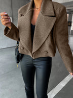 Manteau court femme revers coupe oversize automne hiver - Annika