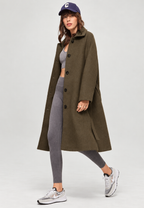 Manteau long femme col chemise boutonnage devant élégant - Aline
