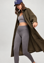 Manteau long femme col chemise boutonnage devant élégant - Aline
