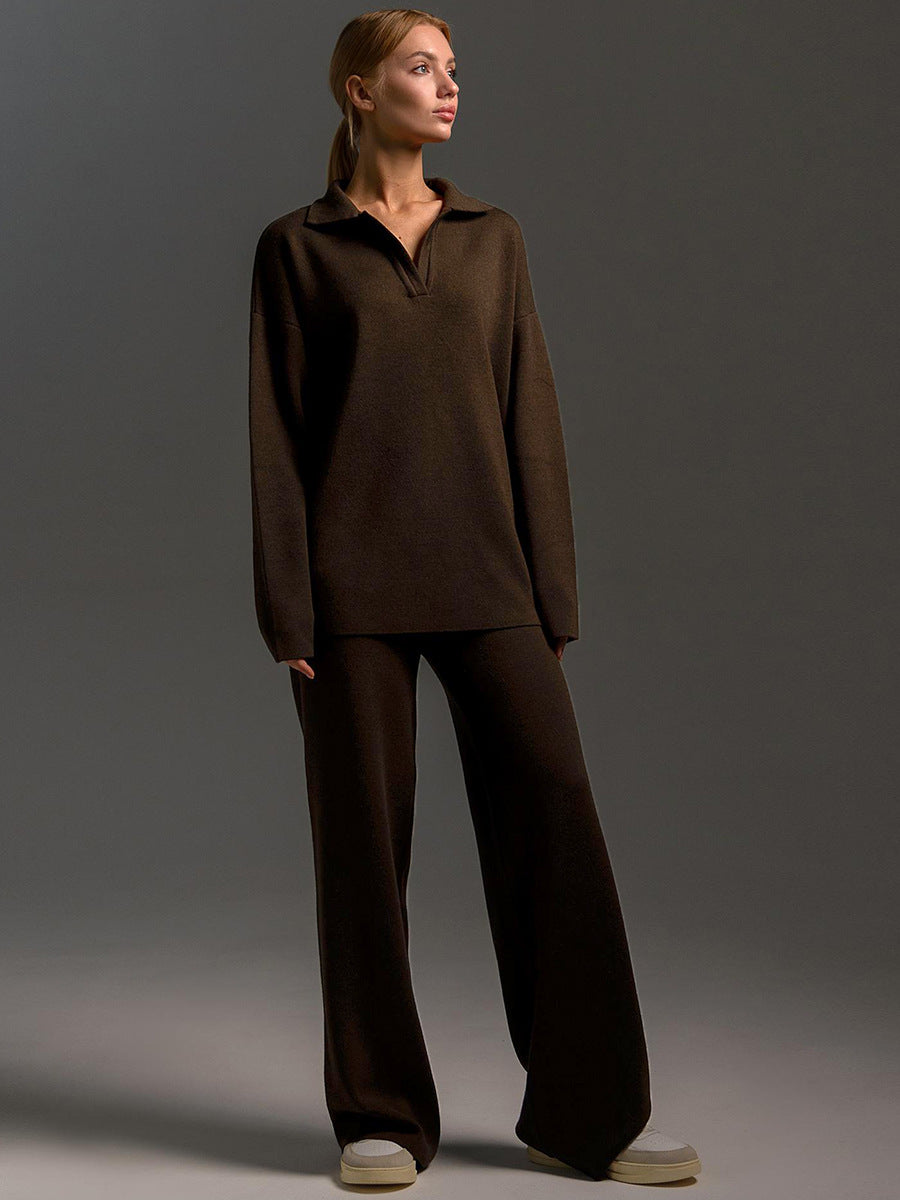 Ensemble ample pour femmes in tissu synthétique con col polo et poches latérales - Avelin
