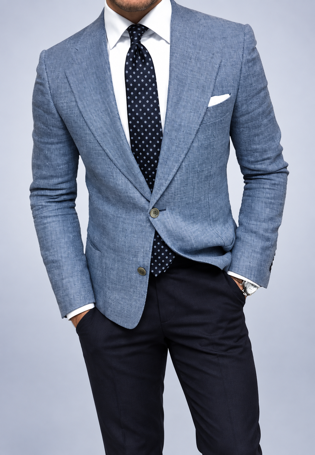 Blazer homme cintré deux boutons tissu texturé bureau - Alrik