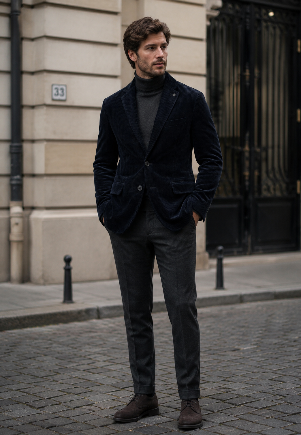 Blazer homme velours côtelé boutons texture élégant automne - Emmett