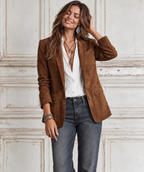 Blazer femme effet daim revers poches plaquées texture - Zélie