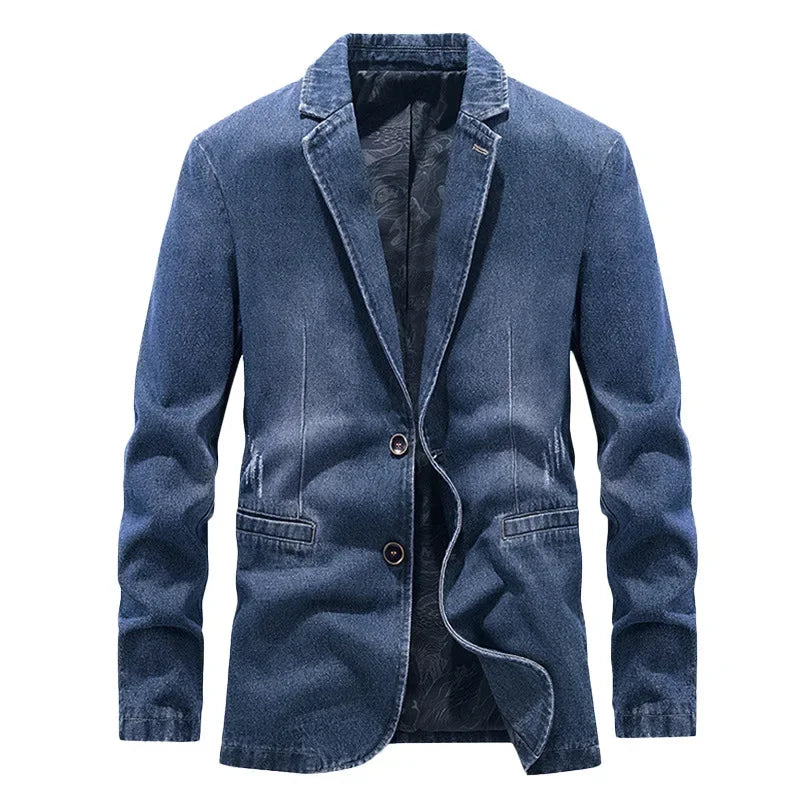 Veste jean homme effet délavé détails usés deux boutons - Ivar