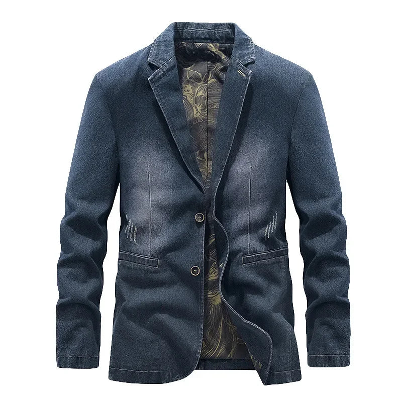 Veste jean homme effet délavé détails usés deux boutons - Ivar