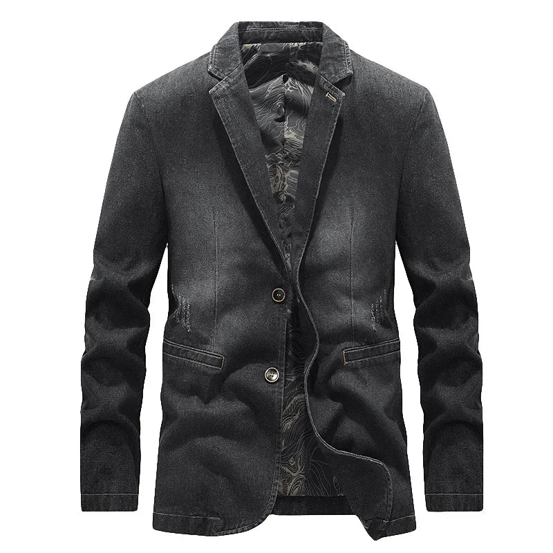 Veste jean homme effet délavé détails usés deux boutons - Ivar