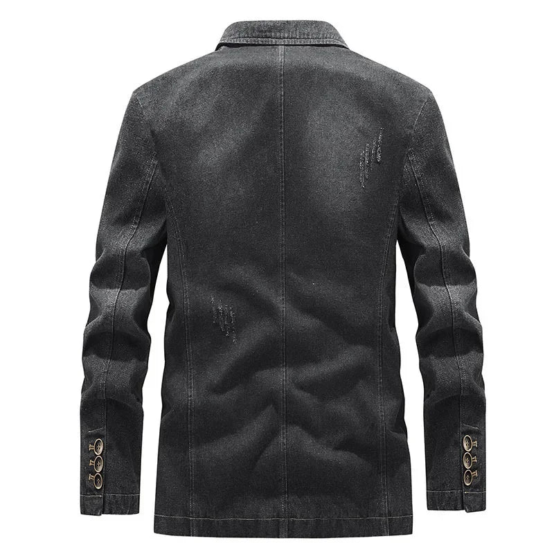 Veste jean homme effet délavé détails usés deux boutons - Ivar