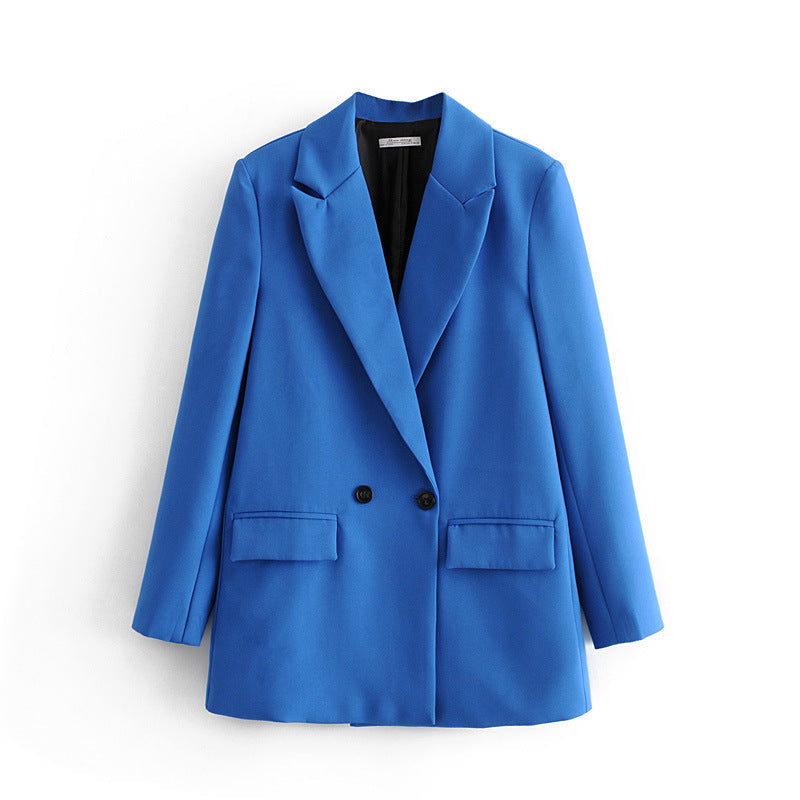 Blazer croisé femme coupe droite revers en pointe tailleur - Greta