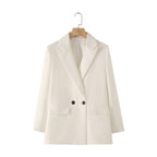 Blazer croisé femme coupe droite revers en pointe tailleur - Greta