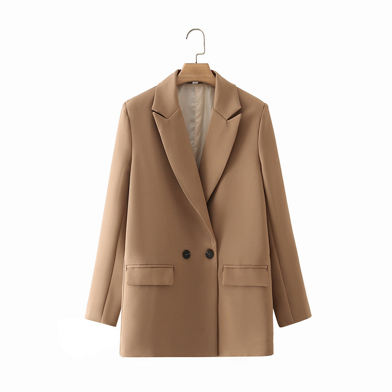 Blazer croisé femme coupe droite revers en pointe tailleur - Greta