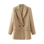 Blazer croisé femme coupe droite revers en pointe tailleur - Greta