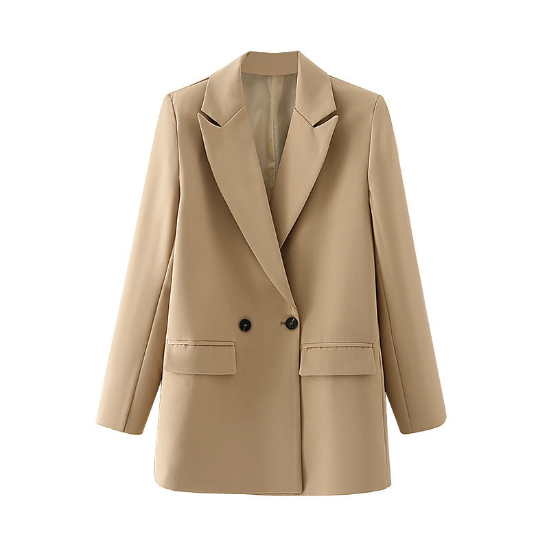 Blazer croisé femme coupe droite revers en pointe tailleur - Greta