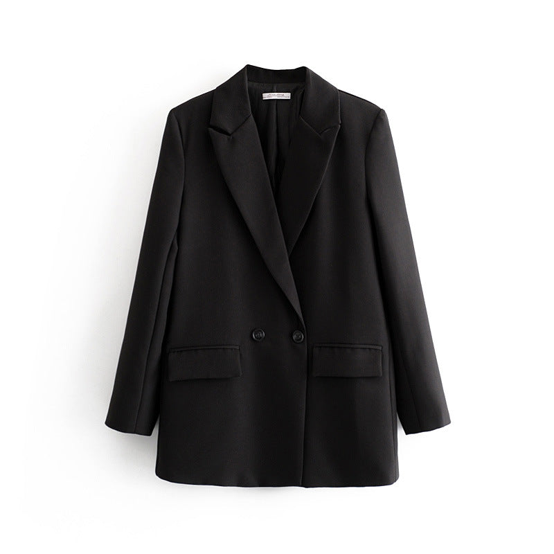 Blazer croisé femme coupe droite revers en pointe tailleur - Greta