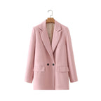 Blazer croisé femme coupe droite revers en pointe tailleur - Greta