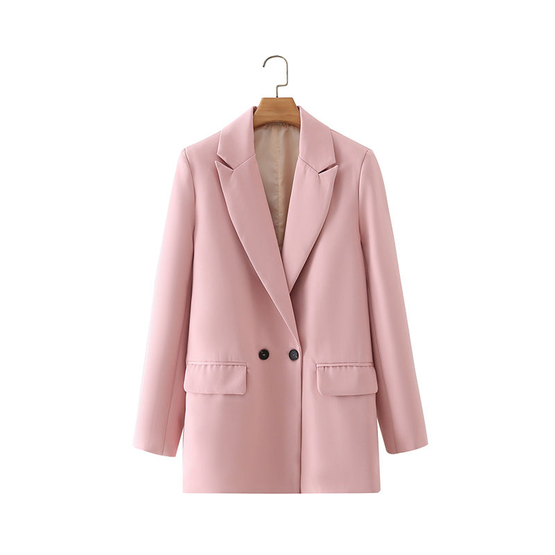Blazer croisé femme coupe droite revers en pointe tailleur - Greta