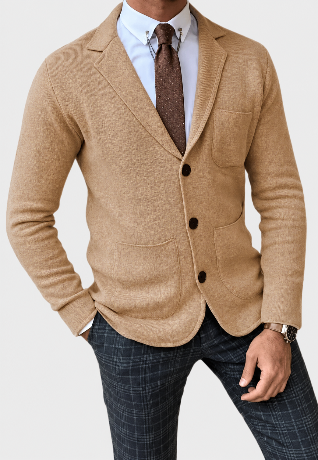 Blazer maille homme revers trois boutons tricot bureau - Sverre