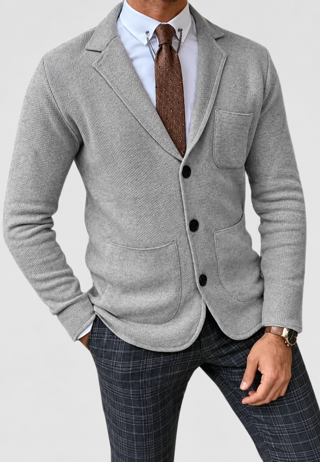 Blazer maille homme revers trois boutons tricot bureau - Sverre