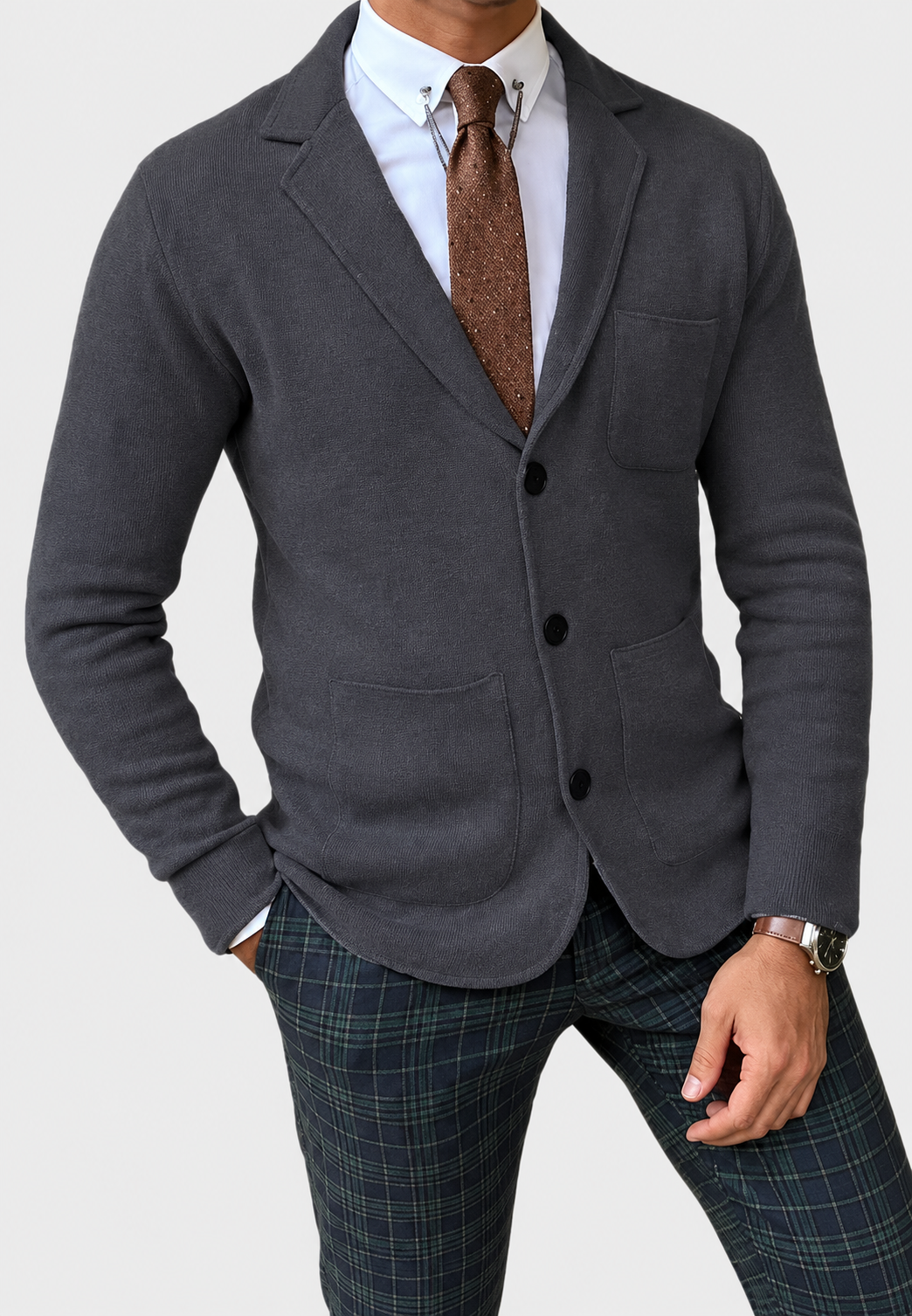 Blazer maille homme revers trois boutons tricot bureau - Sverre