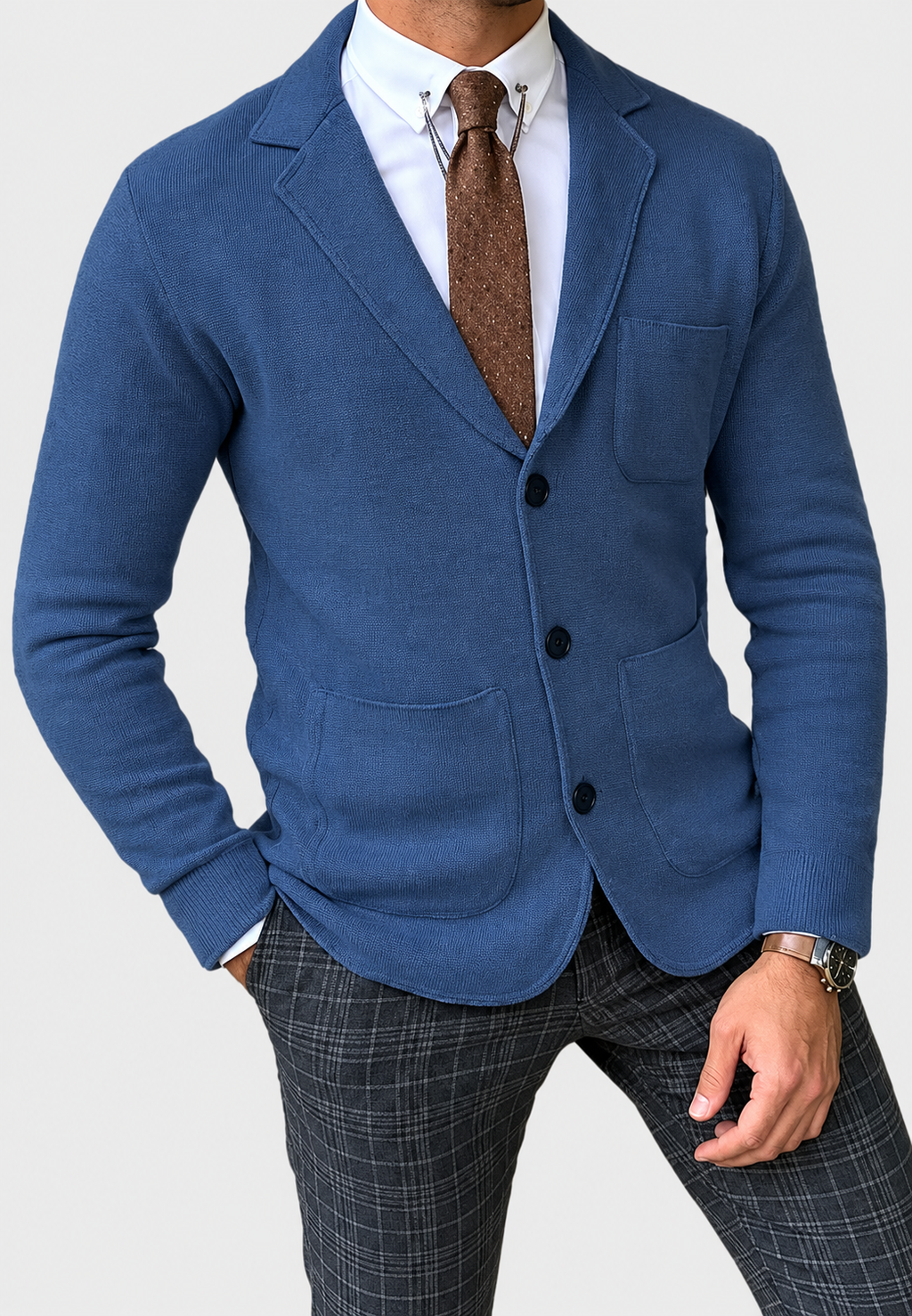 Blazer maille homme revers trois boutons tricot bureau - Sverre