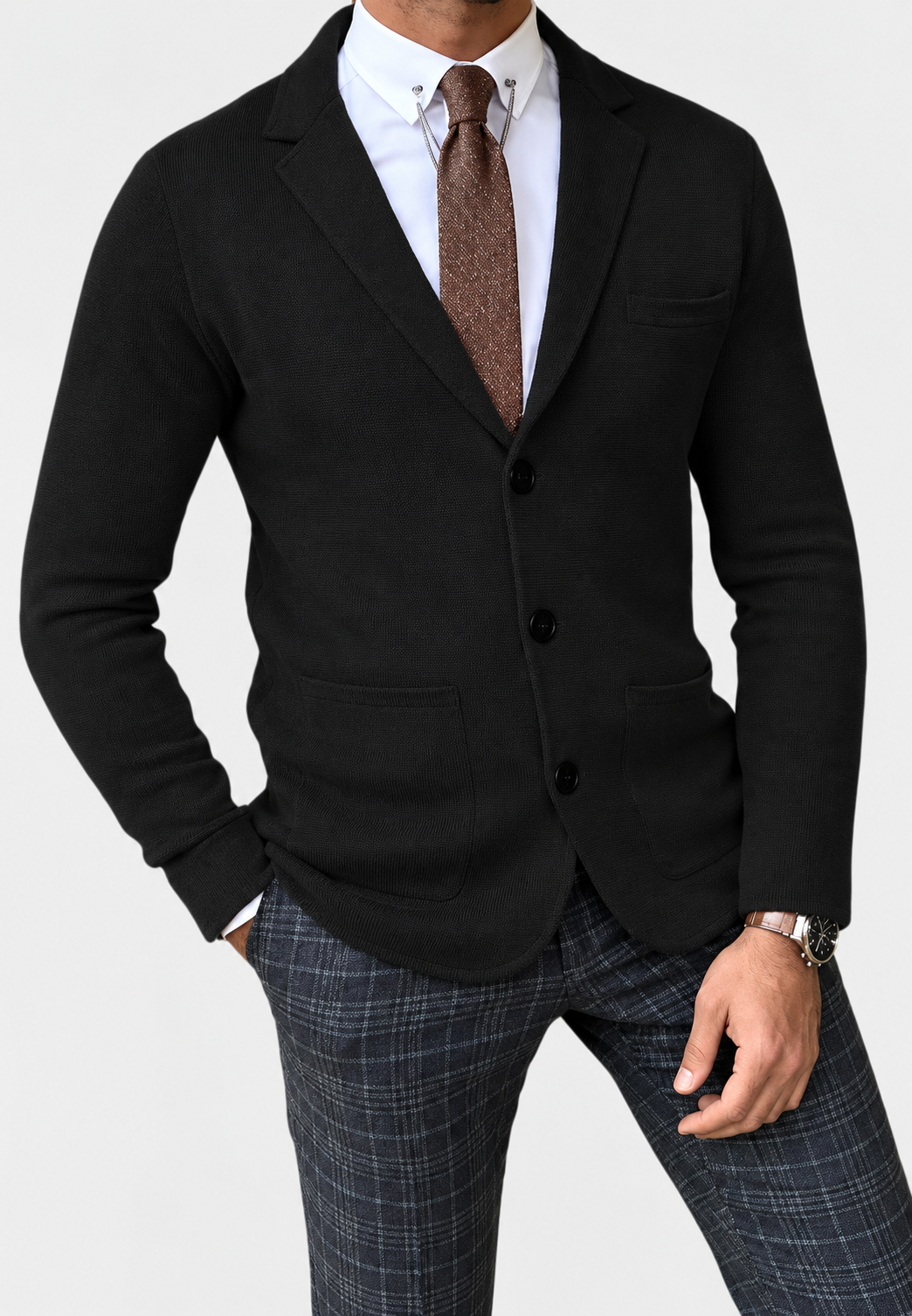 Blazer maille homme revers trois boutons tricot bureau - Sverre