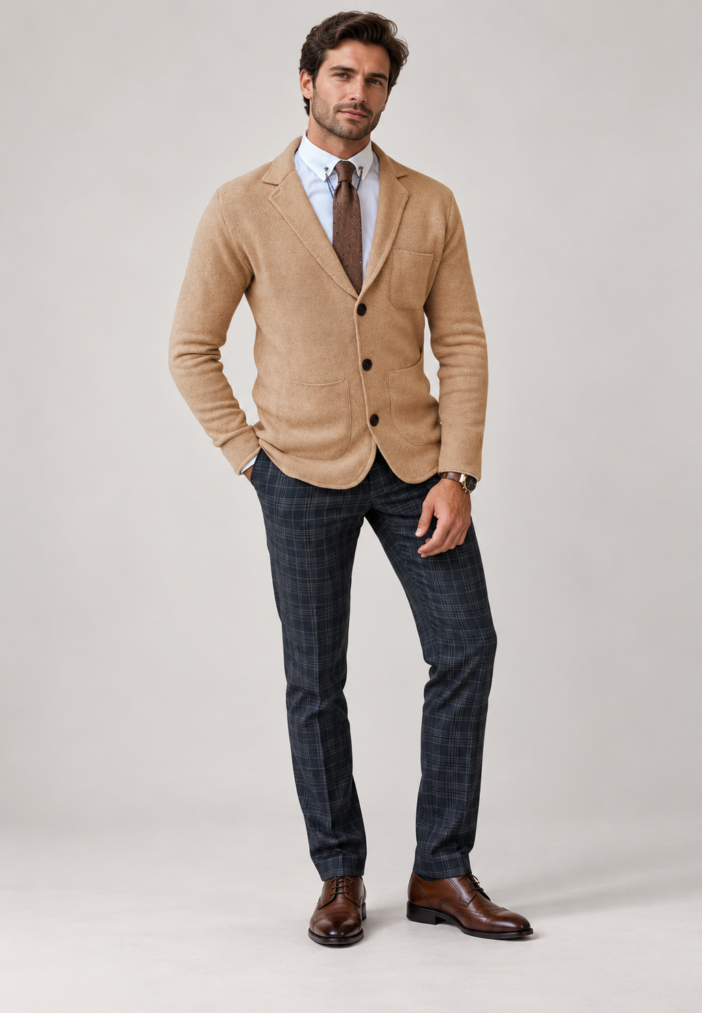 Blazer maille homme revers trois boutons tricot bureau - Sverre