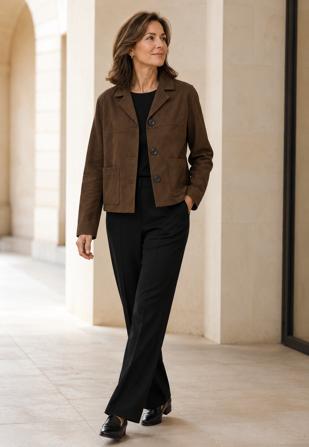Blazer femme effet daim boutons texture douce automne - Sarah