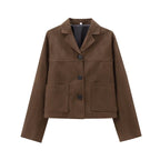 Blazer femme effet daim boutons texture douce automne - Sarah