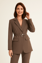 Blazer femme cintré ceinture classique élégant taille marquée - Mila