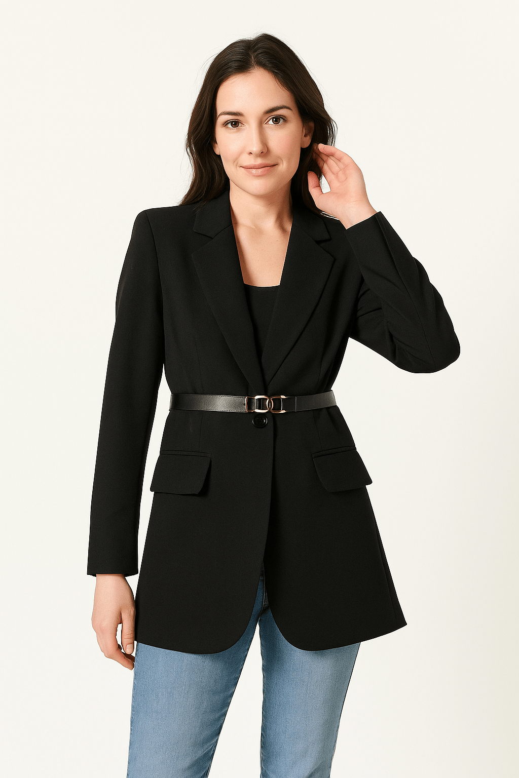 Blazer femme cintré ceinture classique élégant taille marquée - Mila