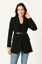Blazer femme cintré ceinture classique élégant taille marquée - Mila