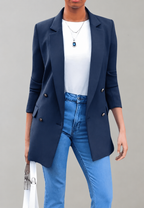 Blazer long femme double boutonnage revers coupe longue - Greta