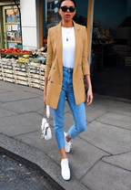 Blazer long femme double boutonnage revers coupe longue - Greta