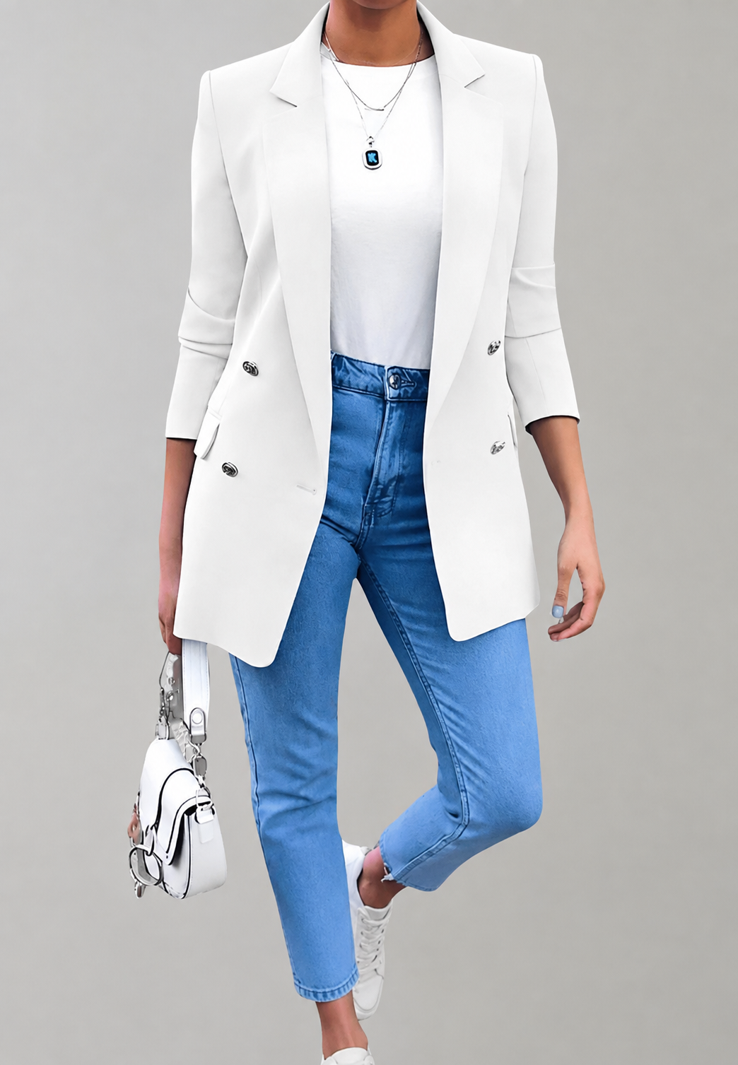 Blazer long femme double boutonnage revers coupe longue - Greta