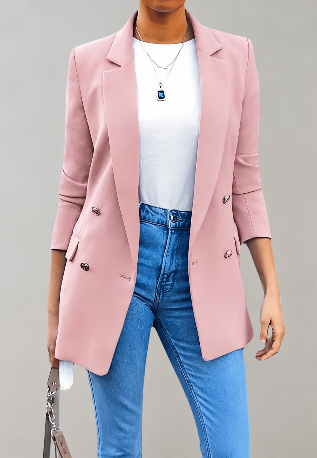 Blazer long femme double boutonnage revers coupe longue - Greta