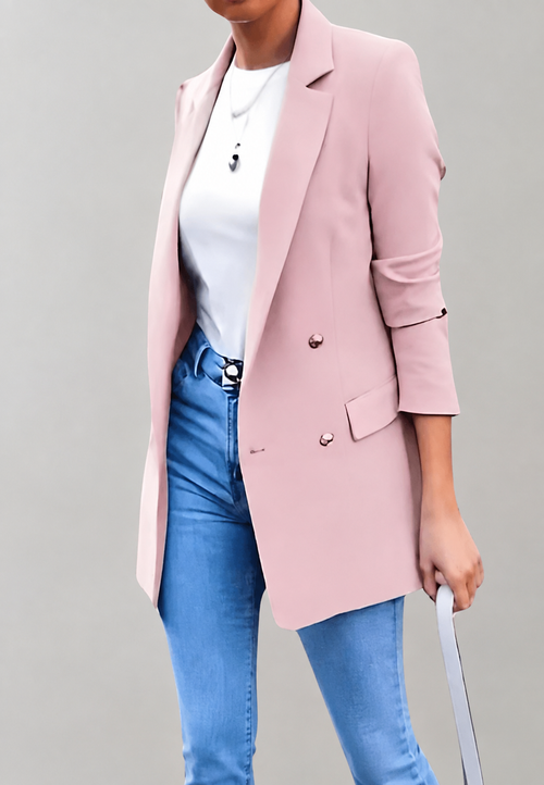 Blazer long femme double boutonnage revers coupe longue - Greta