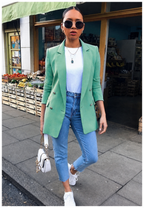 Blazer long femme double boutonnage revers coupe longue - Greta