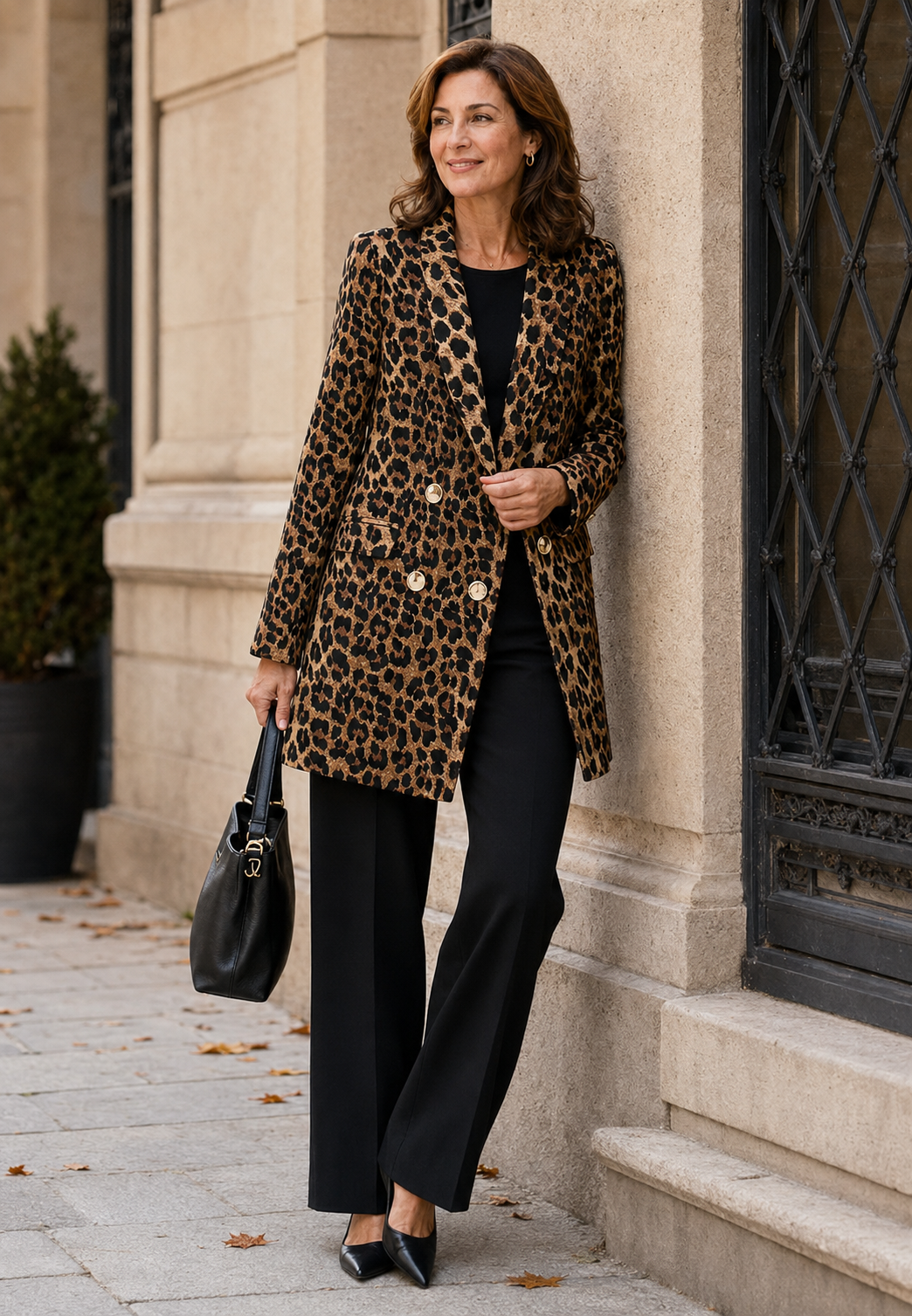 Blazer long femme imprimé léopard motif animalier tendance - Luise