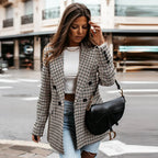 Blazer femme carreaux double boutonnage revers motif - Karina