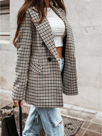 Blazer femme carreaux double boutonnage revers motif - Karina