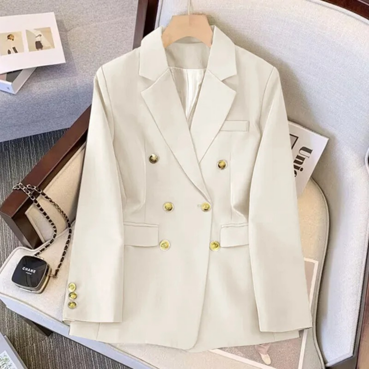 Blazer femme double boutonnage boutons métalliques revers - Britta